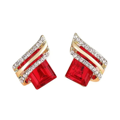 Fancy Gold-plated Multiple Colour Crystal Zircon Earrings