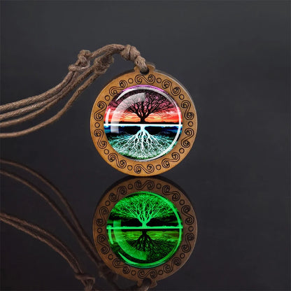 Luminous Glow In The Dark Variants Of Ice & Fire Pendant Necklaceses With Rope Chain