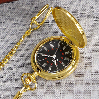 Number Dial - Smooth steel Quartz Pocket Watch Vintage number dial Pocket & Necklace watch pendant (37CM Fob Chain)