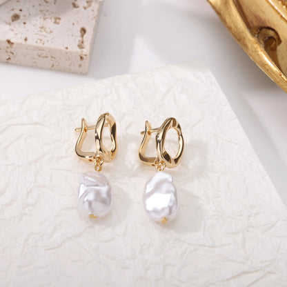 HPTOTMG Different Style Stainless Steel Pearl Earrings