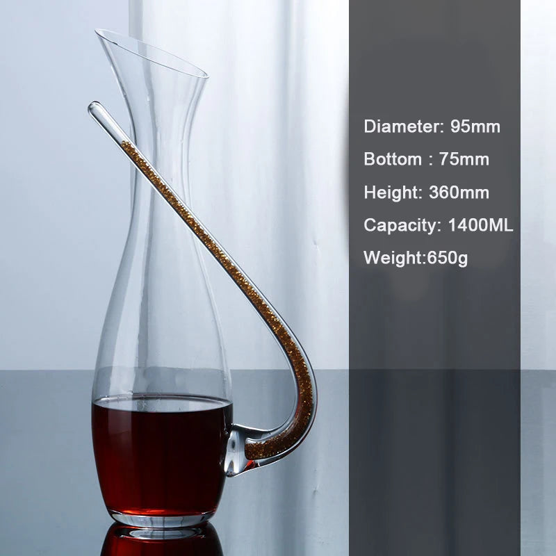 (Can Engrave Logo) 1800ML Glass Decanter, Quick Decanter With Handle, Large Capacity Wine Dispenser, Red Wine Set