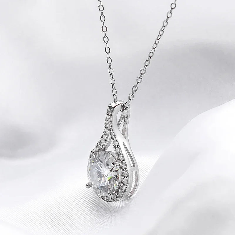 Smyoue Sparkling 1-5ct Moissanite Necklace for Women - S925 Sterling Silver Water Drop Pendant