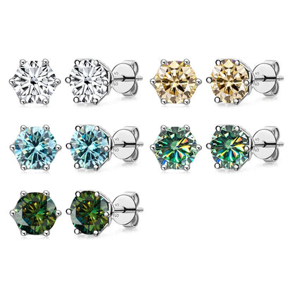 JoyceJelly Multiple Colour Moissanite 0.5/1CT VVS1 D Color S925 Sterling Silver Stud Earrings