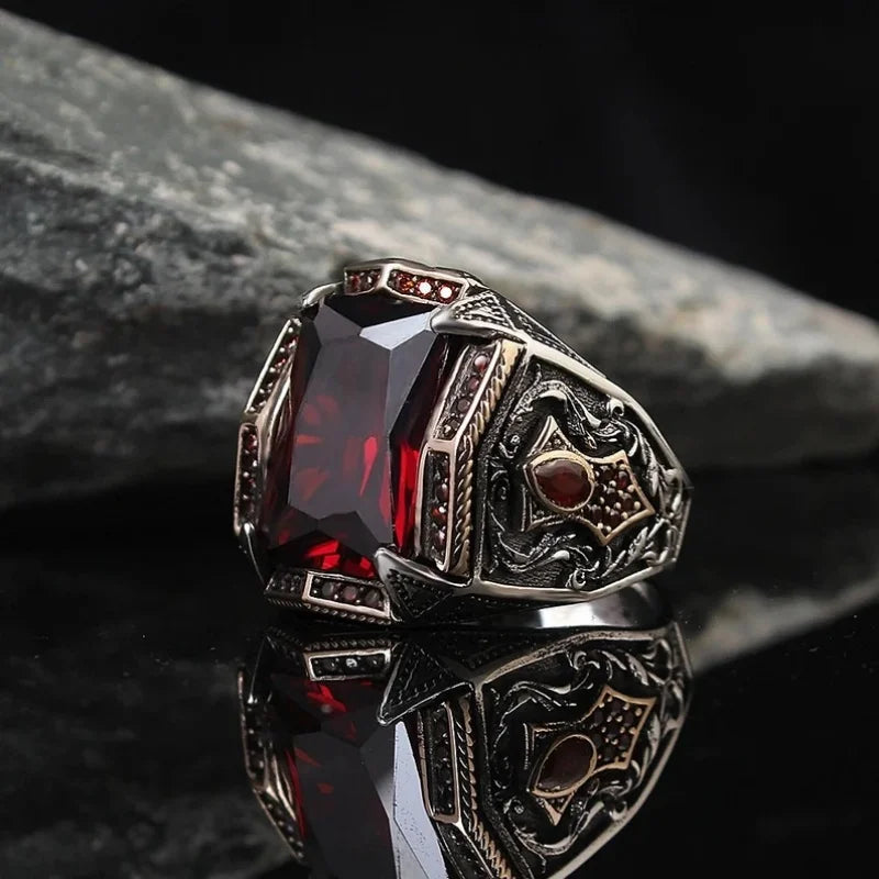 Retro Signet Ring Variants With Zircon Inlay Gems