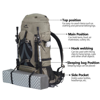 Naturehike Quality 70L Ergonomic Backpack