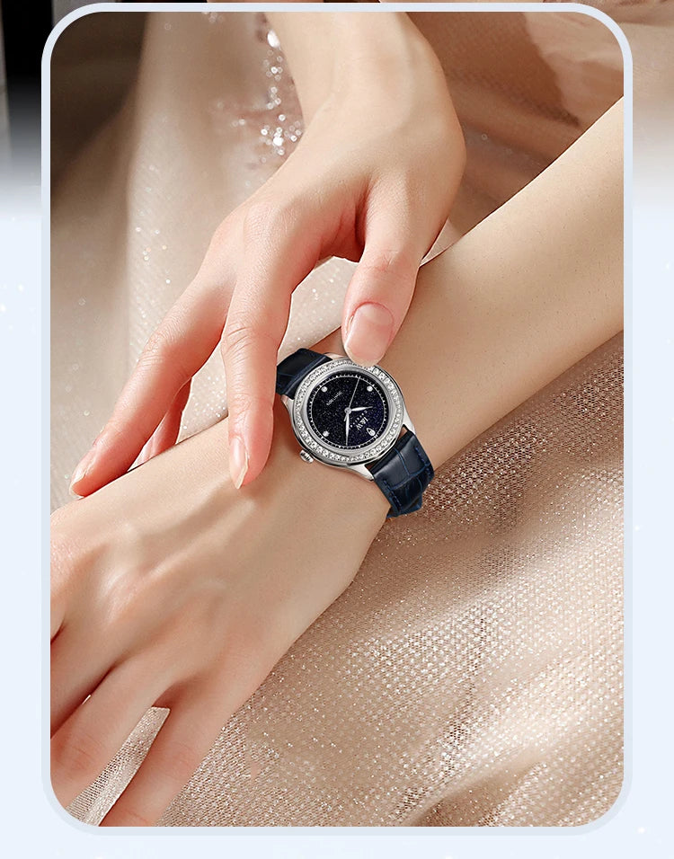 Montre Femme Luxury Brand IW Diamond Watches for Women - Waterproof, Quartz Watch, Luminous, Leather Band