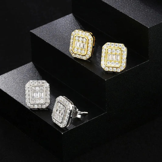 Fancy Iced Out Cubic Zirconia Ear Stud Earrings