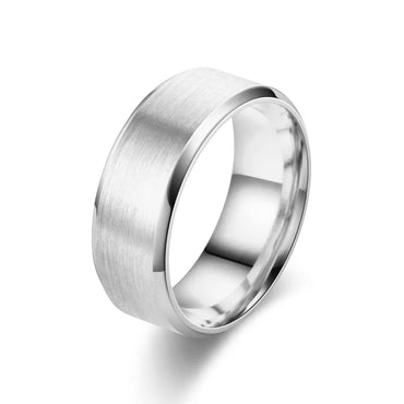 6 Colors Classic 8mm Brushed Stainless Steel Ring