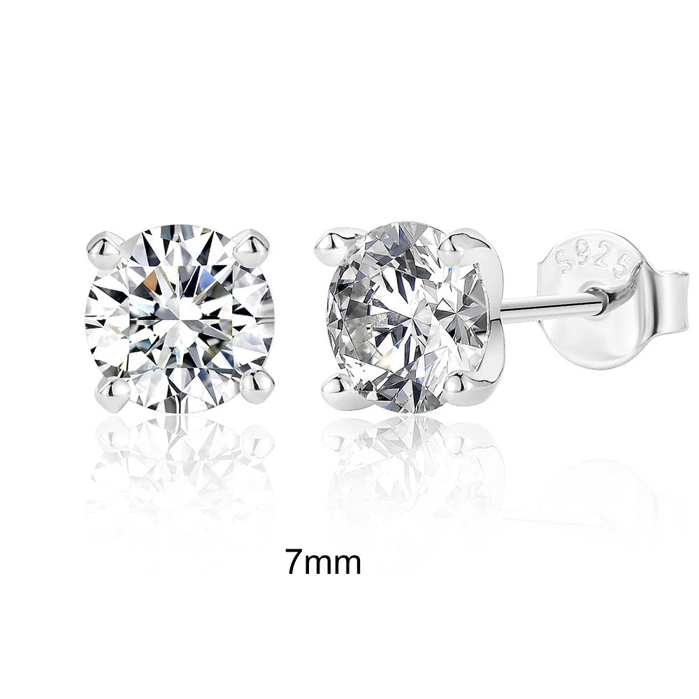 CANNER 0.5-1.2 Carat D Color Moissanite Ear Stud Earrings For Women 925 Sterling Silver Sparkling Piercing Earring Fine Jewelry