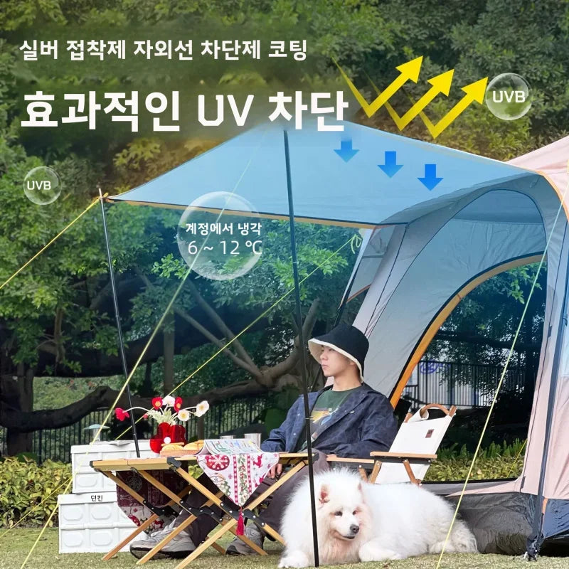 Outdoor Camping Family Tent 3-12 Persons - Double Layers Oversize 2 Rooms Thickened Rainproof.