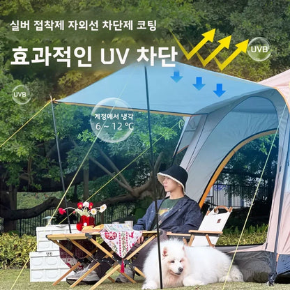 Outdoor Camping Family Tent 3-12 Persons - Double Layers Oversize 2 Rooms Thickened Rainproof.