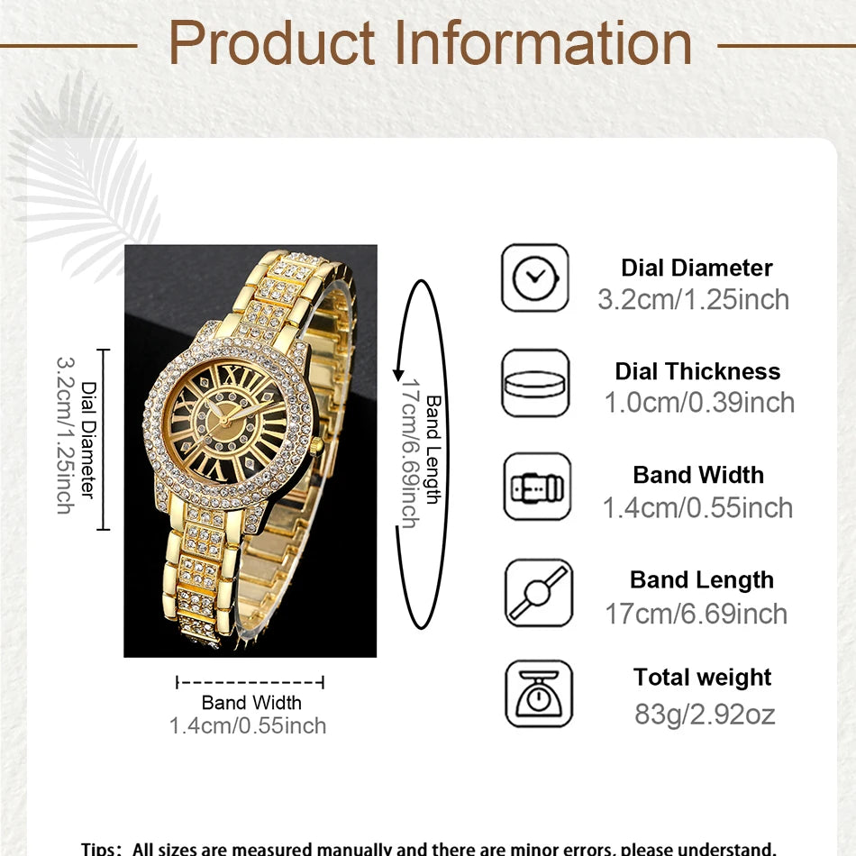 2pcs Luxury style Wristwatch with Quartz clockwork and Bracelet set