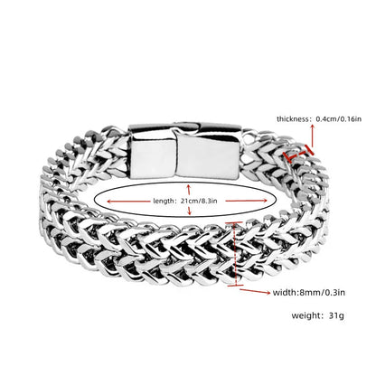 Stainless Steel Magnetic Buckle Bracelet With Double Row Front and Rear Fish Scale pattern