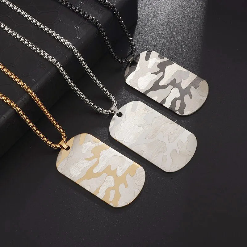 Multiple Variants of Stainless Steel Chains With Pendants - Military Camouflage, Dog, Warrior Helmet