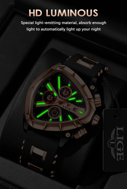 LIGE Quality Luxury Silicone Strap Quartz Watch - Waterproof, Luminous, Auto Date With Box