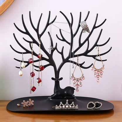 DQG Tree Jewelry Display Stand For Earrings, Necklaces & Rings In Red/Pink/Black And Grey