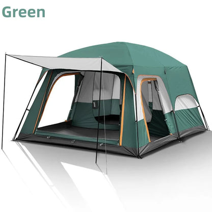 Outdoor Camping Family Tent 3-12 Persons - Double Layers Oversize 2 Rooms Thickened Rainproof.