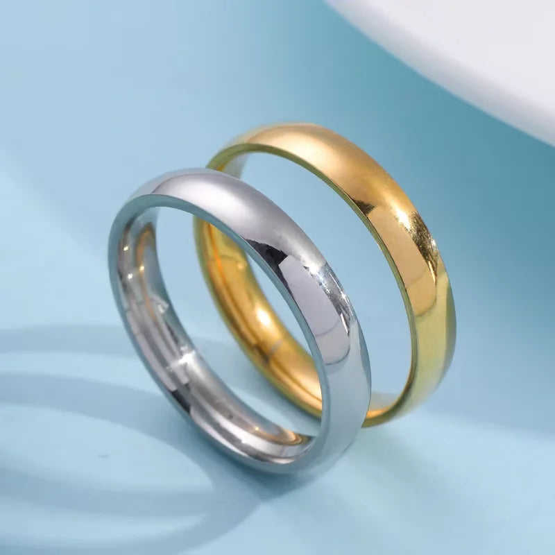 Fashion Simple Smooth Stainless Steel Ring In Gold & Silver