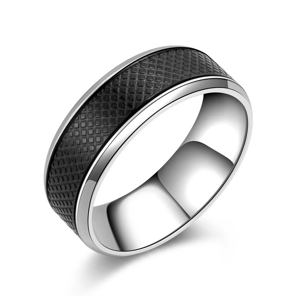 Classic 8mm Black Stainless Steel Ring