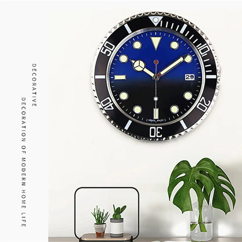 Luxury Designer Metal Wall Clock - 35CM & Luminous