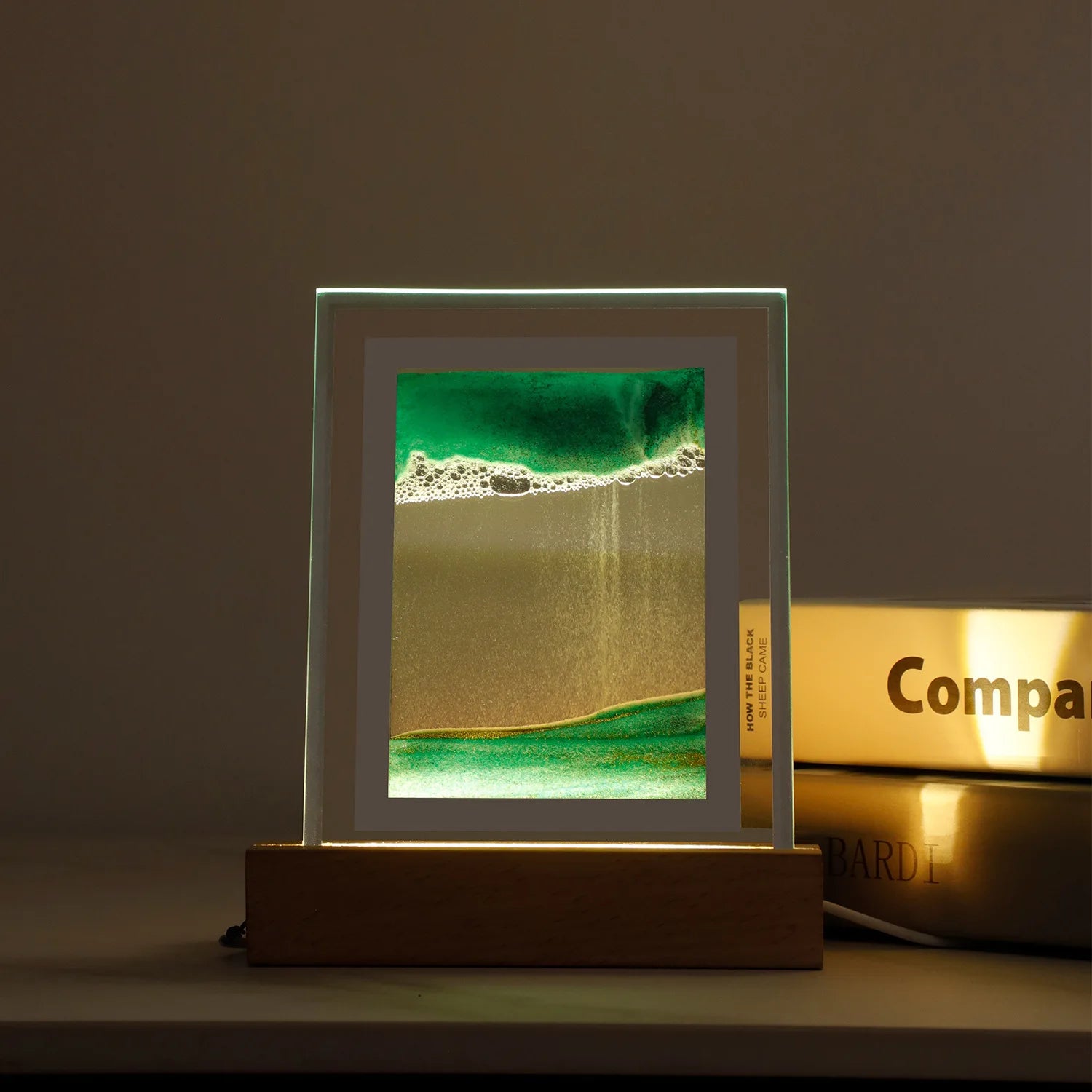 Creative 3D Sand Art Moving Night Lamp - Glass Quicksand Painting Lamp