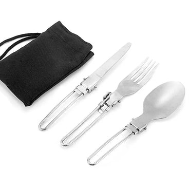 3-Piece Outdoor Camping Tableware Set – Foldable Knife, Fork & Spoon for Camping, Hiking & Travel