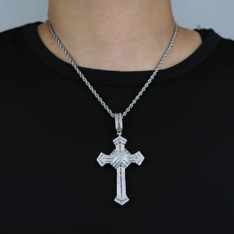 ATJMLADY Iced Out Cubic Zircon Cross Pendant for Men & Women