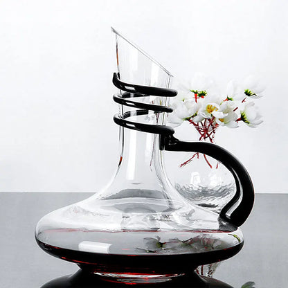 (Can Engrave Logo) 1800ML Glass Decanter, Quick Decanter With Handle, Large Capacity Wine Dispenser, Red Wine Set