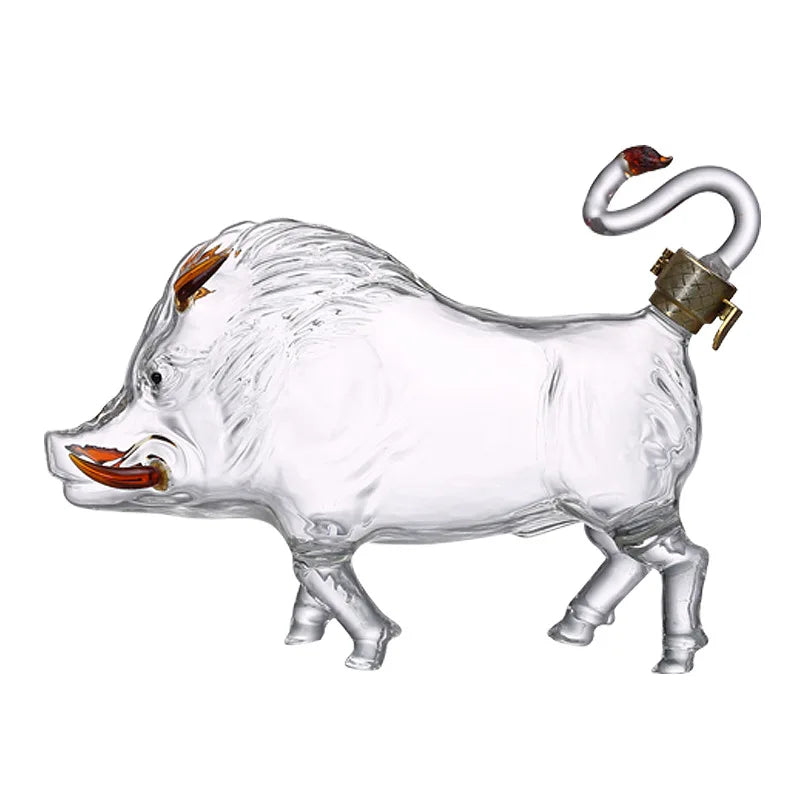 Luxury Glass Decanter Wild Boar - Capacity 1000ML