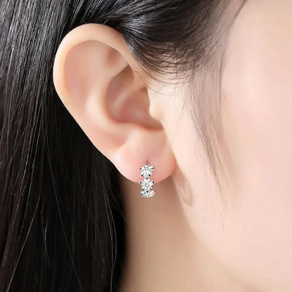 Delicate Sterling Silver Flower Zircon Stud Earring