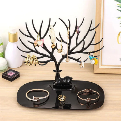 DQG Tree Jewelry Display Stand For Earrings, Necklaces & Rings In Red/Pink/Black And Grey