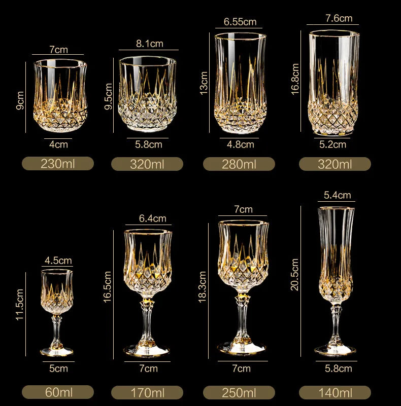 Golden Luxury Line Whiskey Glasses - Multi Functional Crystal Glases For Wine, Whisky, Beer & Cocktails