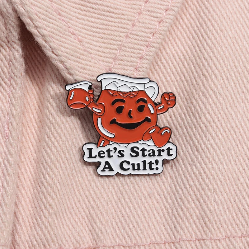 Lets Start A Cult Enamel Pin Anti Cult Slogans Brooch Lapel Backpack Badges Fun Prompts Jewelry Gifts For Best Friedns