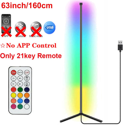 Tuya Smart LED RGB corner Floor Lamp - 160cm, Dimmable RGB and Mood Lighting.