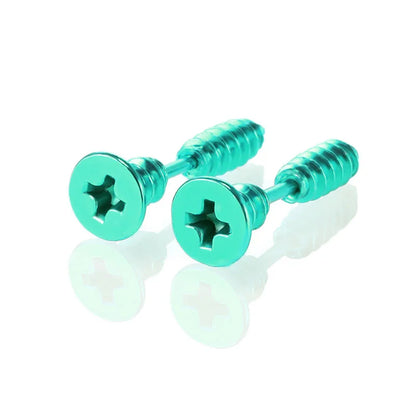 1Pair Punk Fashion Colorful Stainless Steel Screw Stud Earring