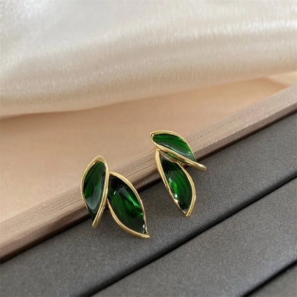 LATS Lovely Grey Leaf Stud Earrings In Orange, Blue, Green & Black