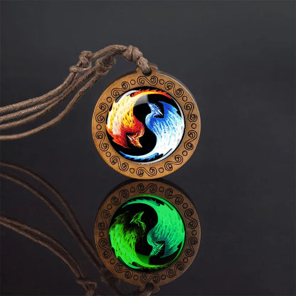 Luminous Glow In The Dark Variants Of Ice & Fire Pendant Necklaceses With Rope Chain