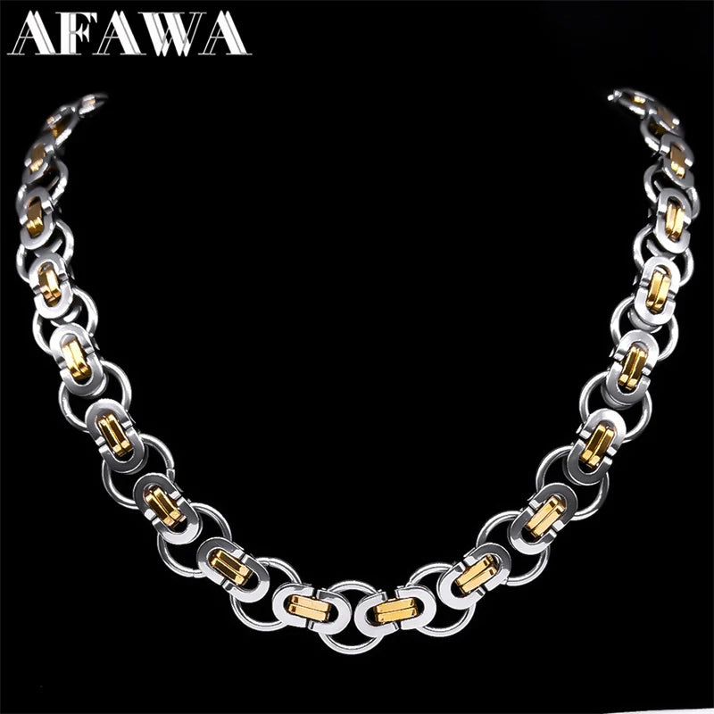 Byzantine Round Stainless Steel link chain Necklace