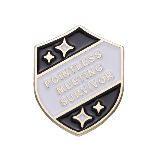 Pointless Meeting Survivor Enamel Pins Custom Cartoon Games Shield Brooches Lapel Badges Jewelry Gift For Kids Friends