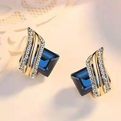 Fancy Gold-plated Multiple Colour Crystal Zircon Earrings