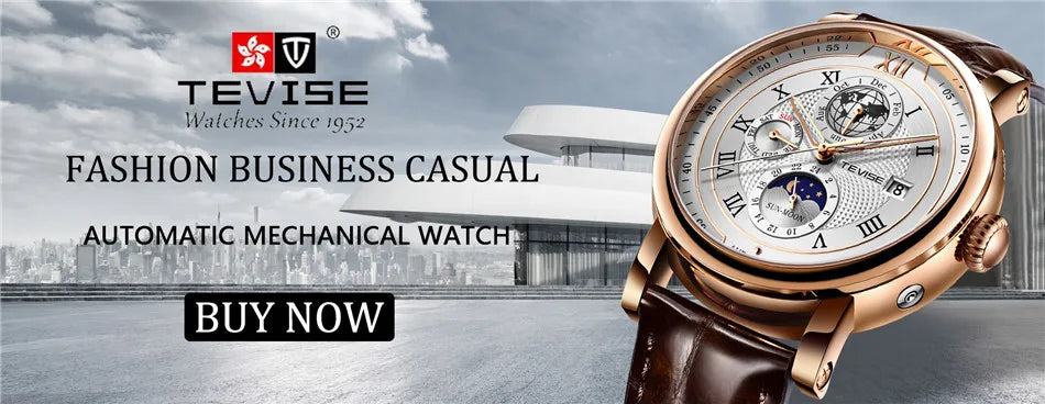 LIGE TW8820 Quality Luxurious Mechanical Leather Belt Watch Waterproof Mechanical - Moon Phase And Automatic With Box