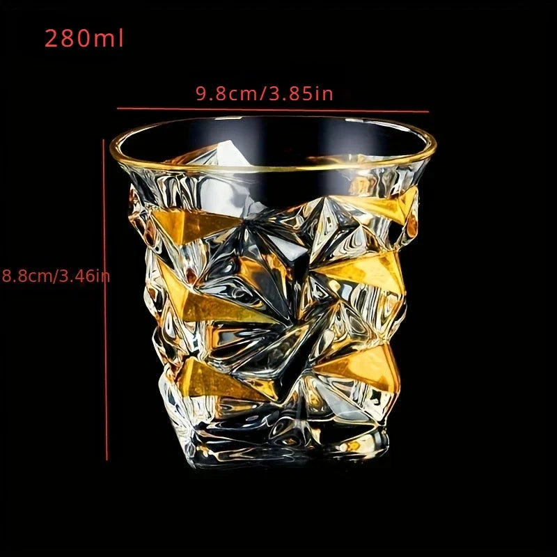 Golden Line Whiskey Glasses - Multi Functional Crystal Glases For Wine, Whisky, Beer & Cocktails