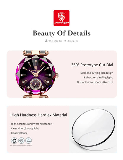 POEDAGAR Woman Luxury style Stainless Steel Quartz Watch - Waterproof, Luminous, Date And Box