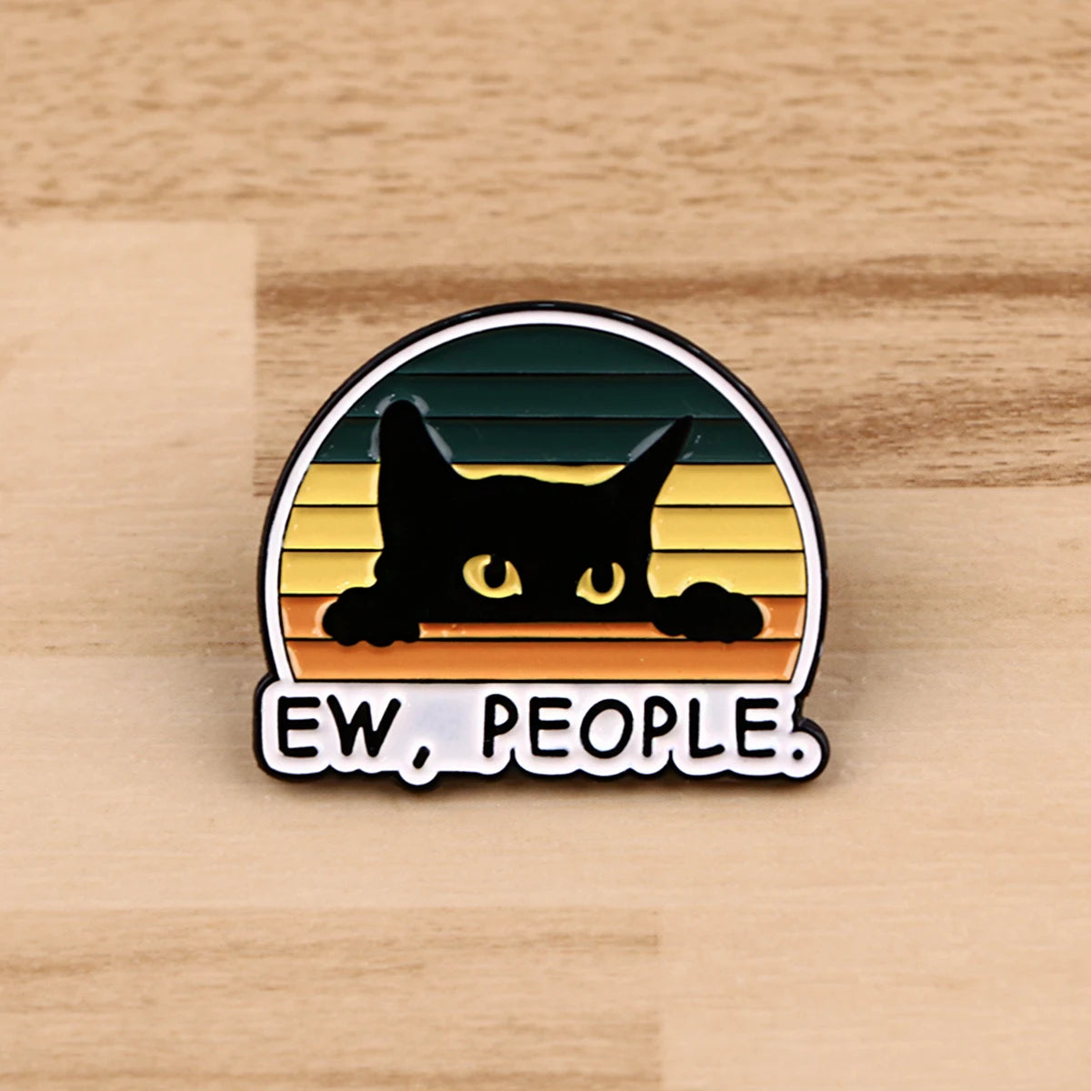 Ew,People Funny Black Cat Enamel Pin Brooches For Women Lapel Pins Badge on Backpack Costume Accessories Jewelry Vintage Gift