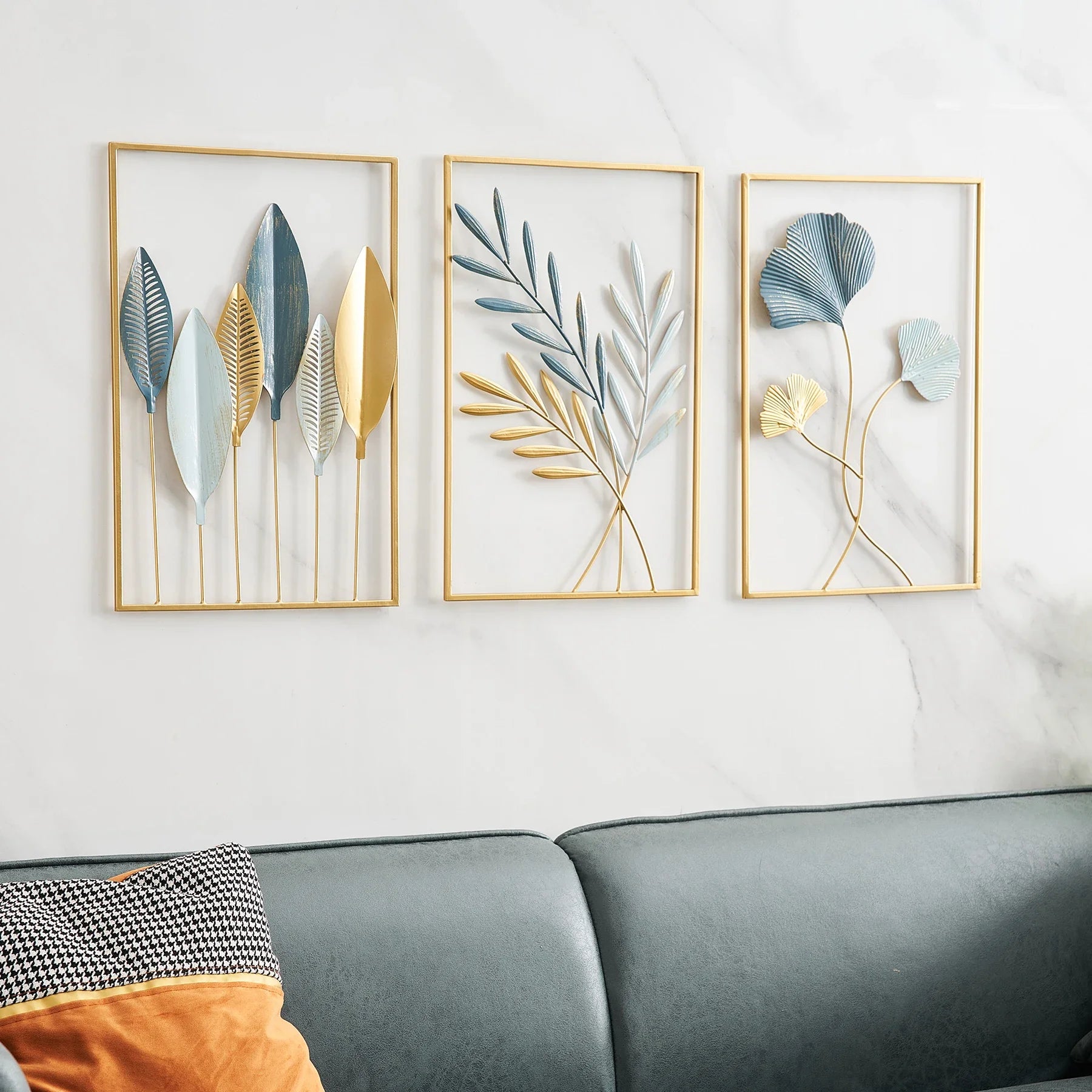 Metal Nordic Colored Leaf Wall Hanging pieces