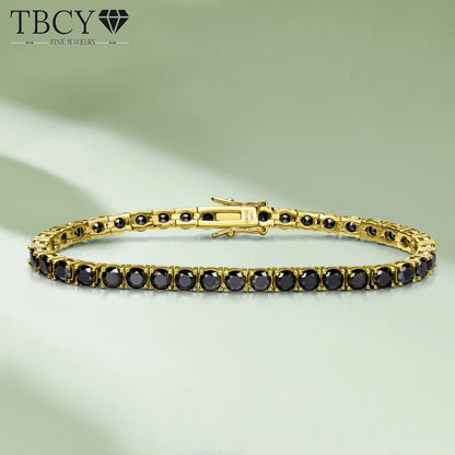 TBCYD 3/4/5/6.5mm Black Moissanite Tennis Bracelet For Men&Women - S925 Silver / 18K Gold Plated