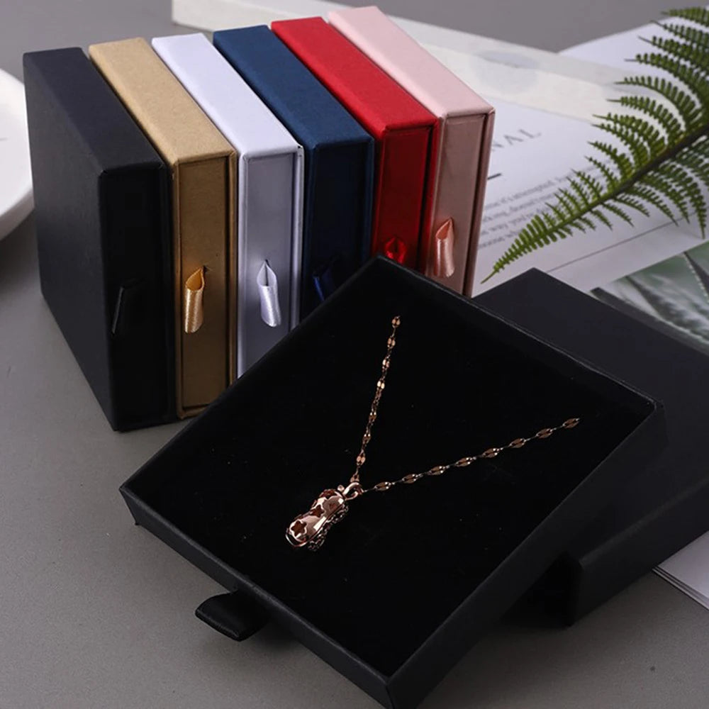 1pc Thick Kraft Paper Jewelry Set Packaging Box With Sponge Inside