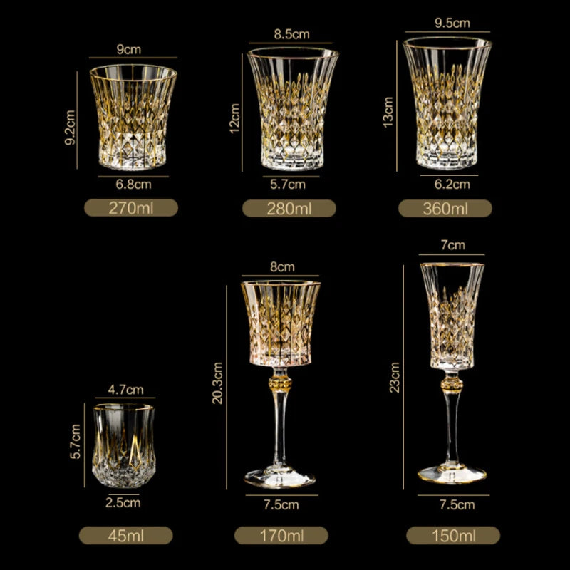 Golden Luxury Line Whiskey Glasses - Multi Functional Crystal Glases For Wine, Whisky, Beer & Cocktails