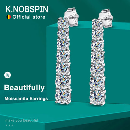 KNOBSPIN D VVS1 Moissanite s925 Sterling Sliver Plated 18k White Gold Pandent Earrings