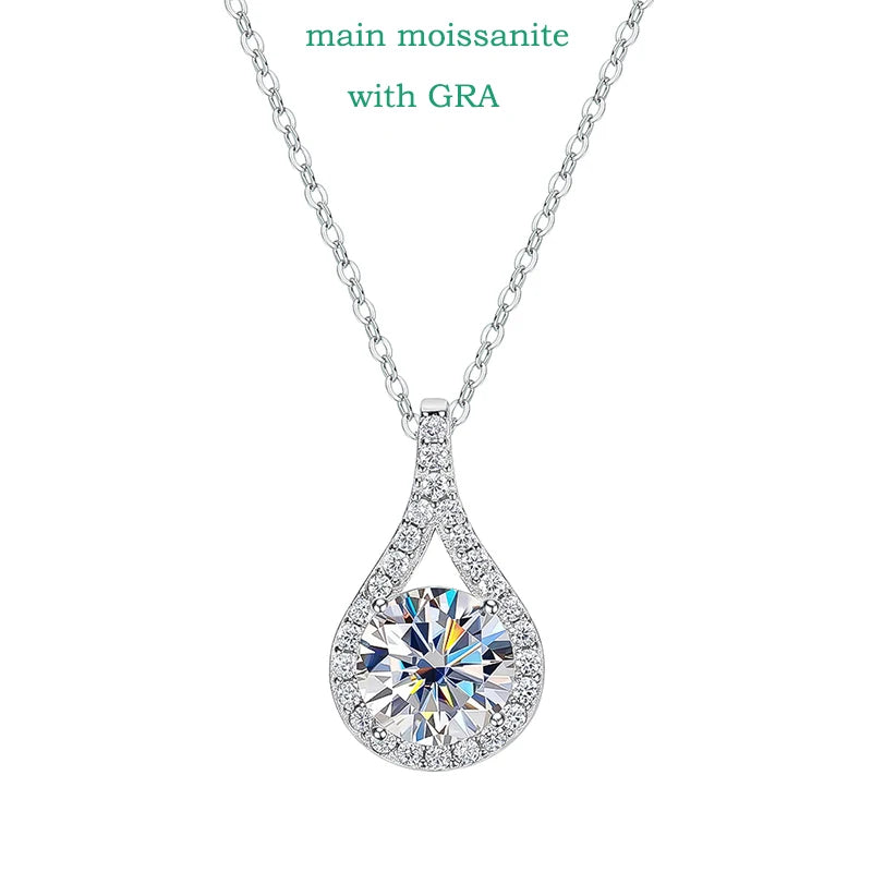 Smyoue Sparkling 1-5ct Moissanite Necklace for Women - S925 Sterling Silver Water Drop Pendant